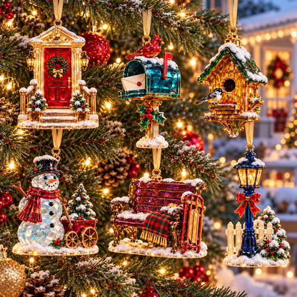 Home for Christmas – Vintage Winter Scene Ornaments in 6 Charming Designs