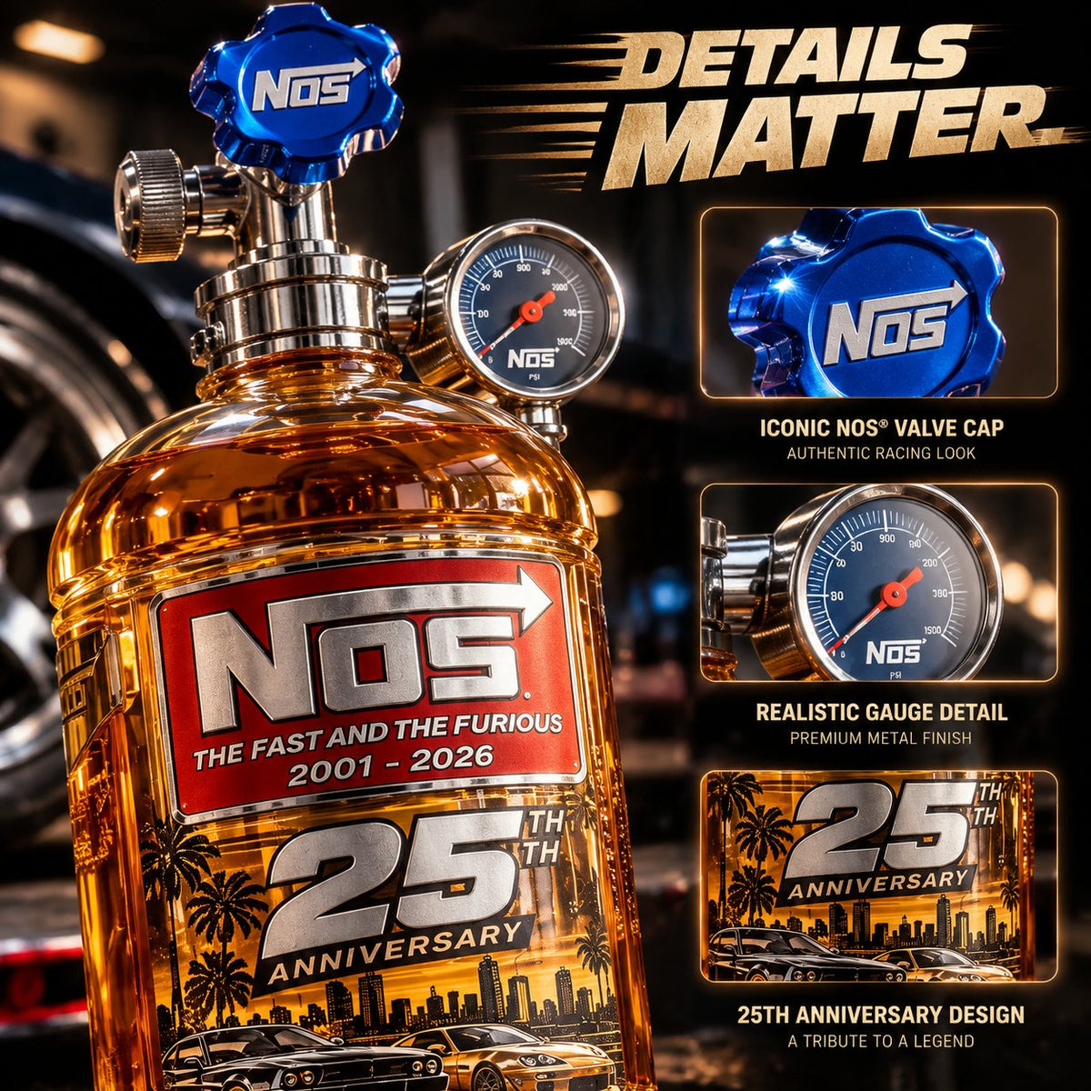 ⏳HOT SALE 49% OFF – 25th Anniversary Street Racing Nitrous Tank Whiskey Decanter with Collector’s Box