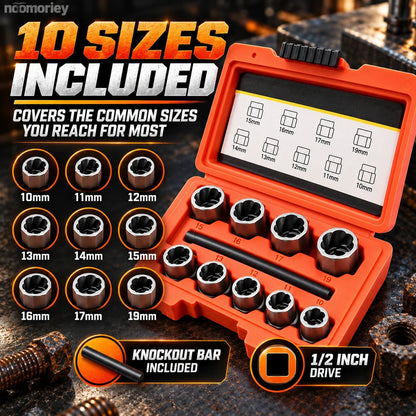 10/14-Piece Screw Extractor Set – Remove Stripped, Broken & Stuck Bolts with Ease