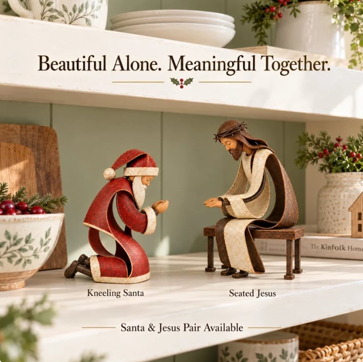 🎅✝️Santa Kneeling Before   Jesus Christmas   Figurines(📦Buy 2 Free Shipping)