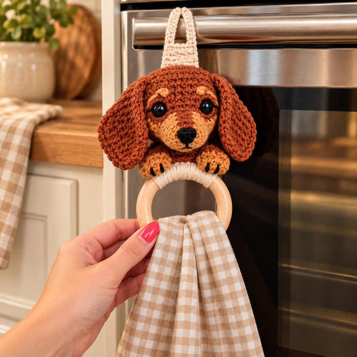 Crochet Dachshund Towel Holder Kit
