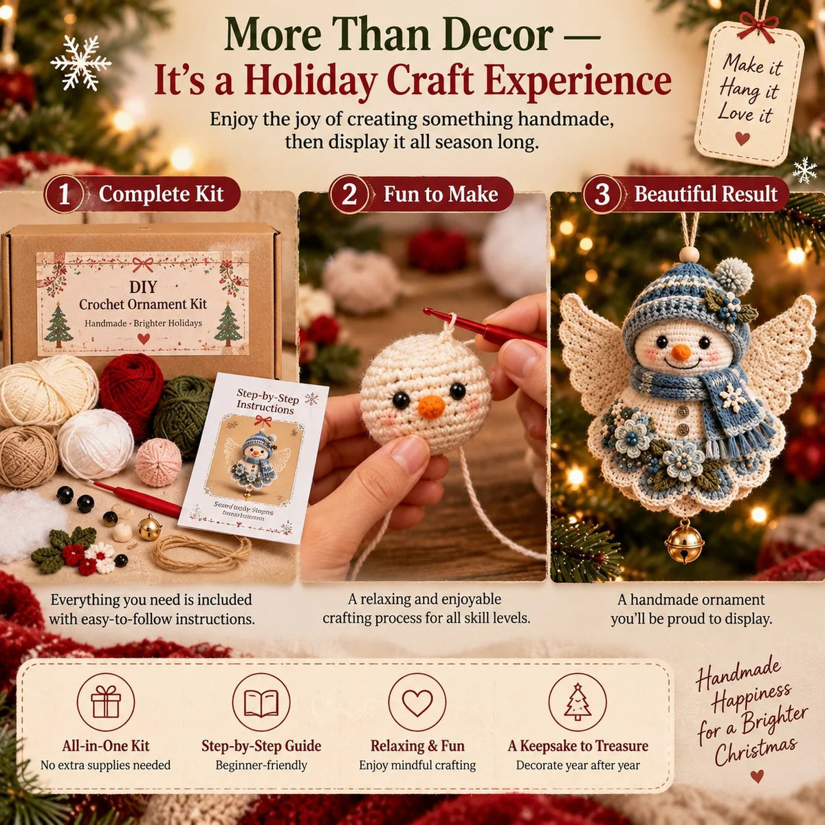 🎄DIY Crochet + Christmas Ornament + 5 Characters / Handmade Keepsake