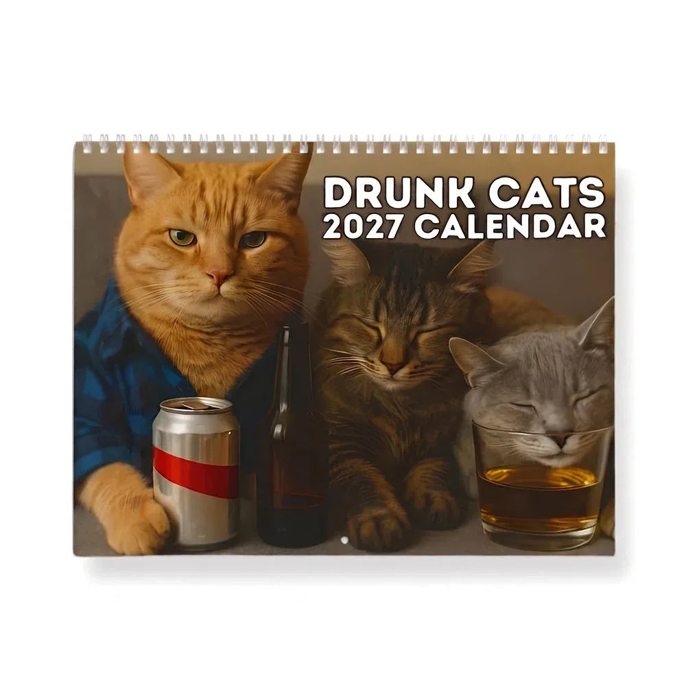 😹🍻 Drunk Cats 2027 Wall Calendar – 12 Months of Cat Chaos, Sass & Bad Decisions 📅🐱