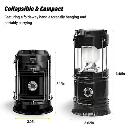 🔦 Foldable LED Emergency Lantern – Solar & USB-C Rechargeable, 4 Lighting Modes