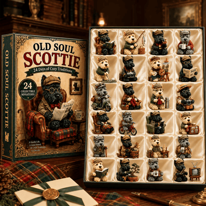 Old Soul Scottie 24-Day Advent Calendar – 24 Adorable Collectible Scottish Terrier Miniatures, Cozy Christmas Countdown Gift for Scottie Lovers & Dog Owners