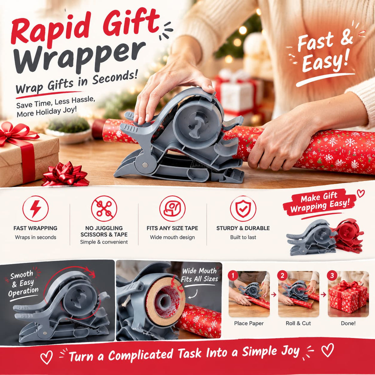 Wrap Buddies Tabletop Gift Wrapping Tool with Tape Dispenser