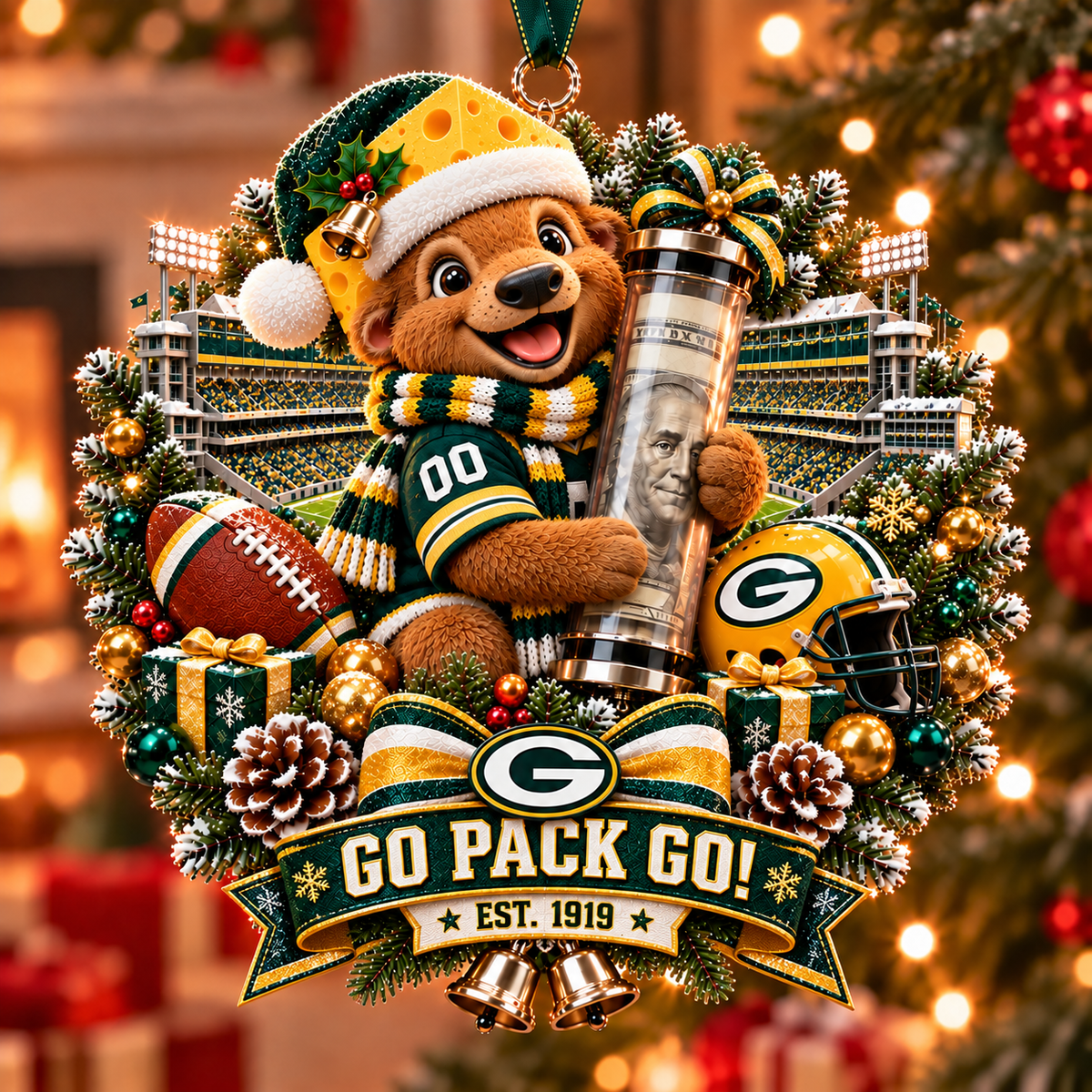 🏈🎄 Football Team Money Surprise Ornament