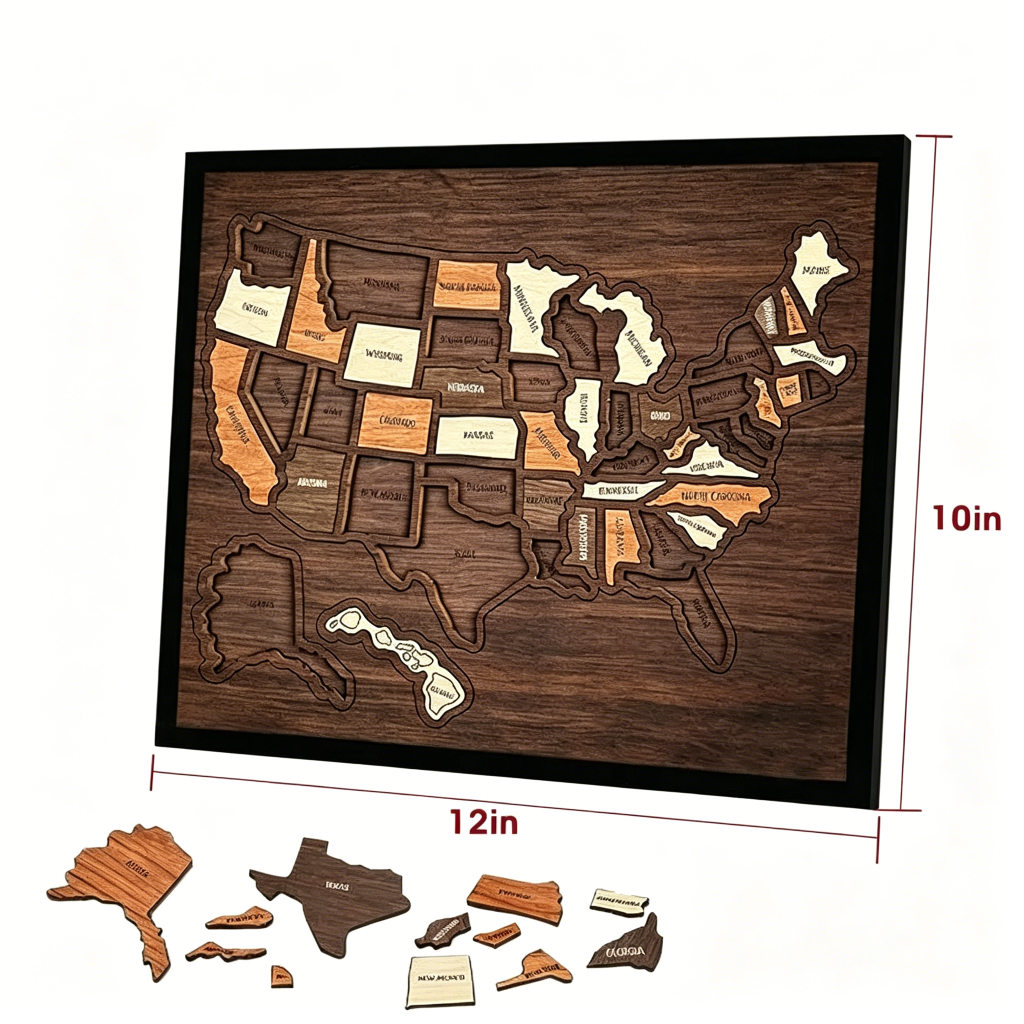 🔥Last Day 49% OFF -🇺🇸 Wooden USA Travel Map Puzzle🧩A Stylish Way to Track Your Journey