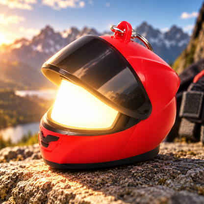 🏍️ Biker Helmet Light Keychain – Mini Motorcycle Rider Keyring ✨