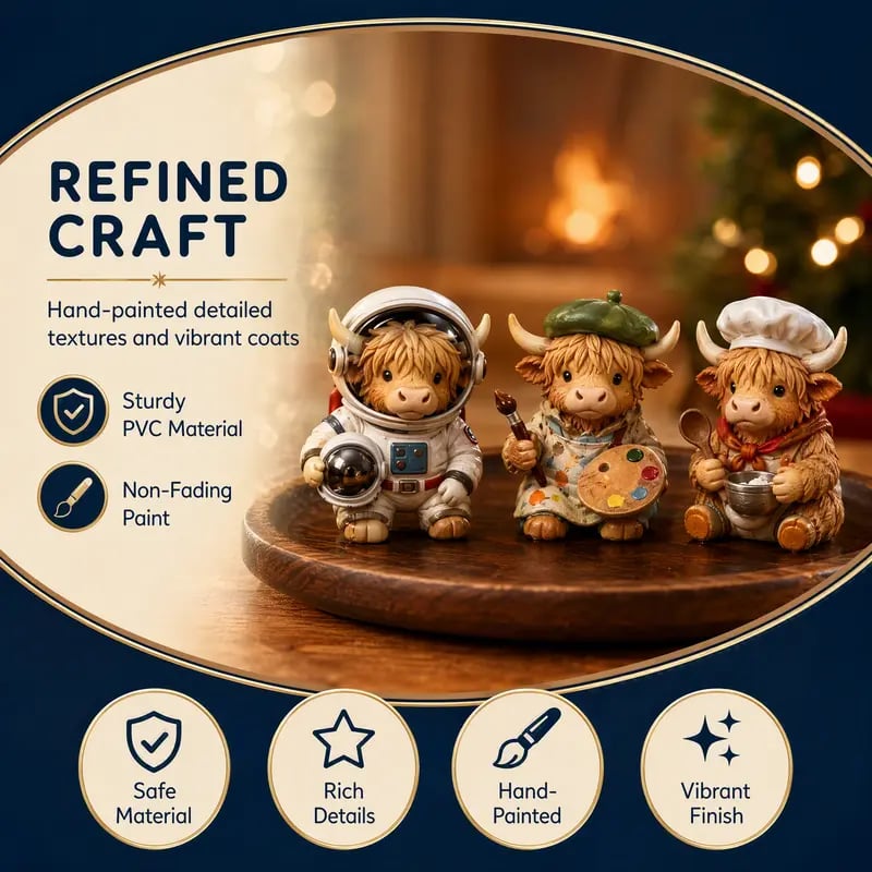 🐮 24-Day Highland Cow Advent Calendar – Festive Mini Figurine Collectible Set for Christmas Countdown