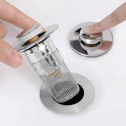 🚰 Universal Push-Button Sink Drain Stopper – Easy Press Seal for Bathroom & Kitchen Sinks ✨