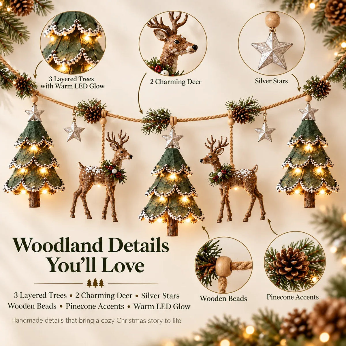 ⏰ LAST DAY 50% OFF - 🦌 Lighted Woodland Christmas Garland