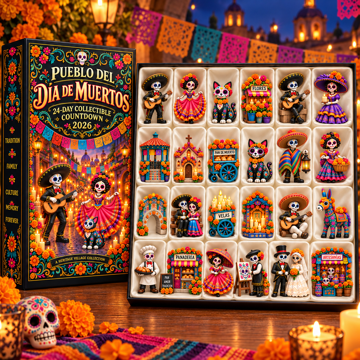 🏵 Day of the Dead Village 2026 – 24-Day Collectible Countdown Calendar with 24 Unique Miniatures
