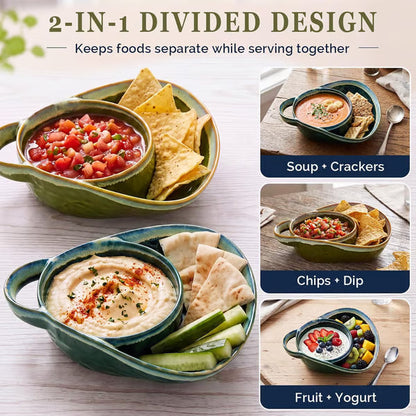 🥣 2-in-1 Anti-Soggy Cereal & Dip Bowl Set – Keep Crunchy & Creamy Separate