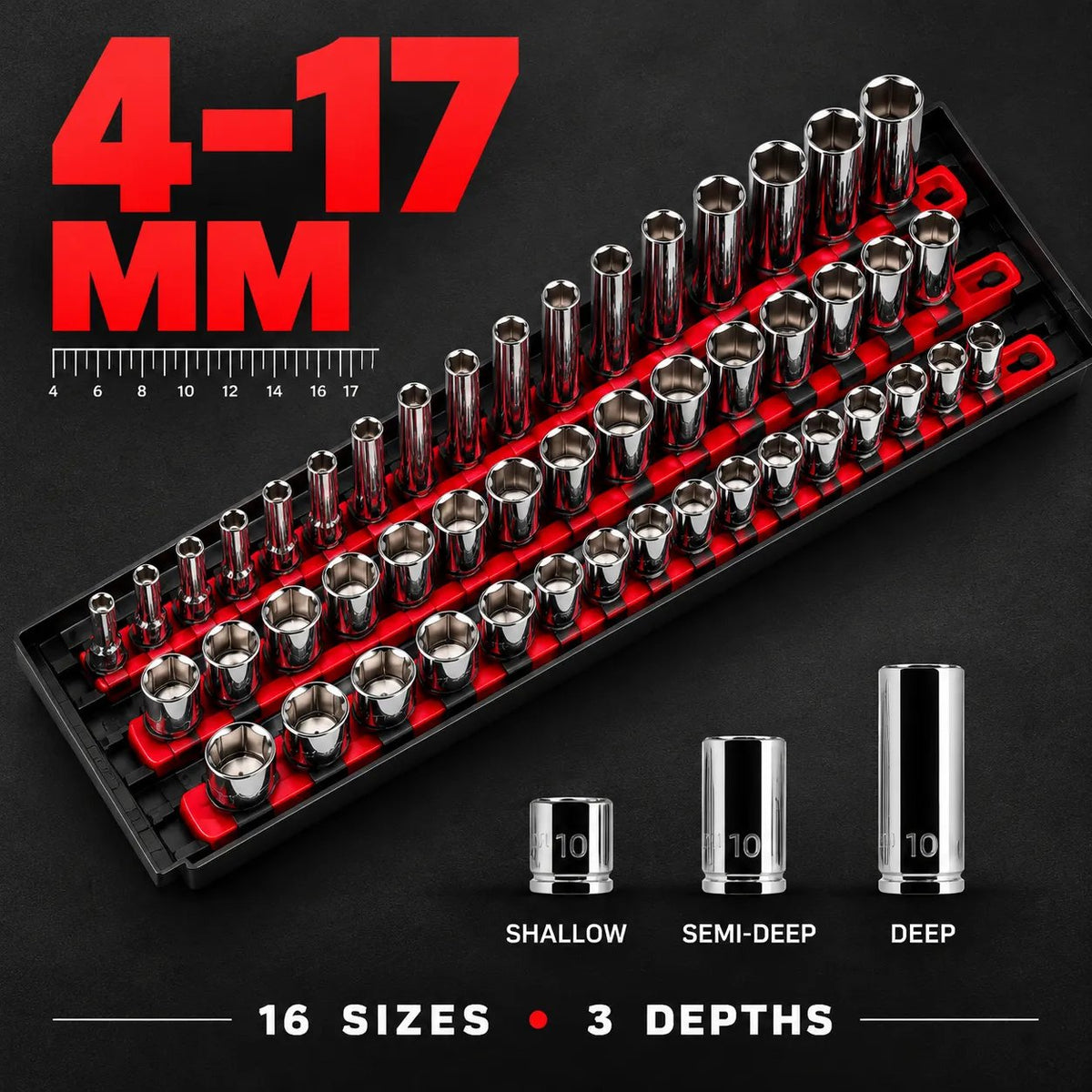 48-Piece 1/4-Inch Drive 6-Point Socket Set with Foam Organizer