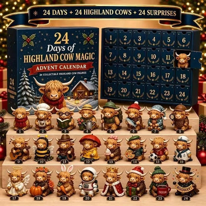 🐮 24-Day Highland Cow Advent Calendar – 24 Surprise Acrylic Ornaments