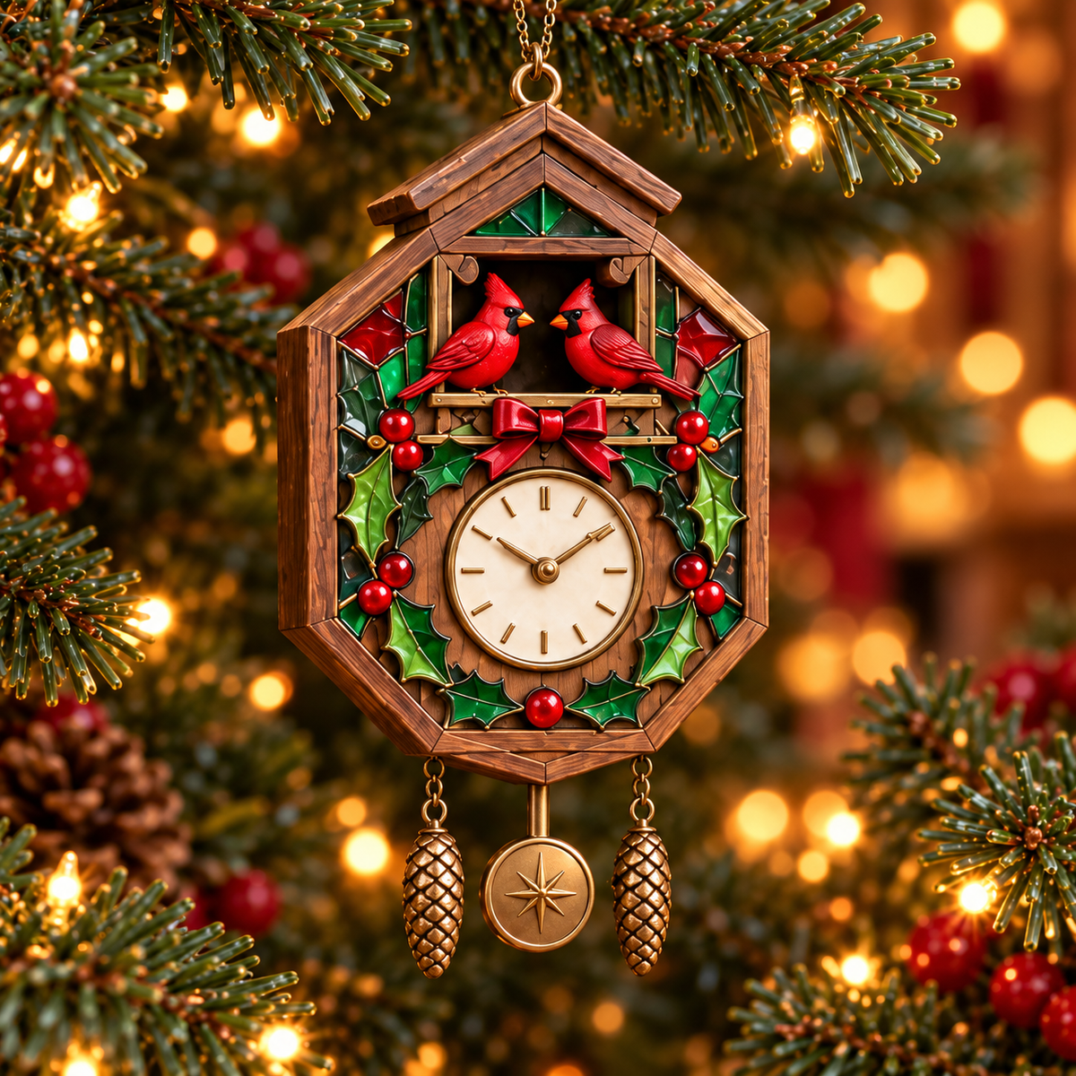 🕰️ 2026 Christmas Cuckoo Clock Ornaments – Set of 6 Vintage Holiday Keepsakes