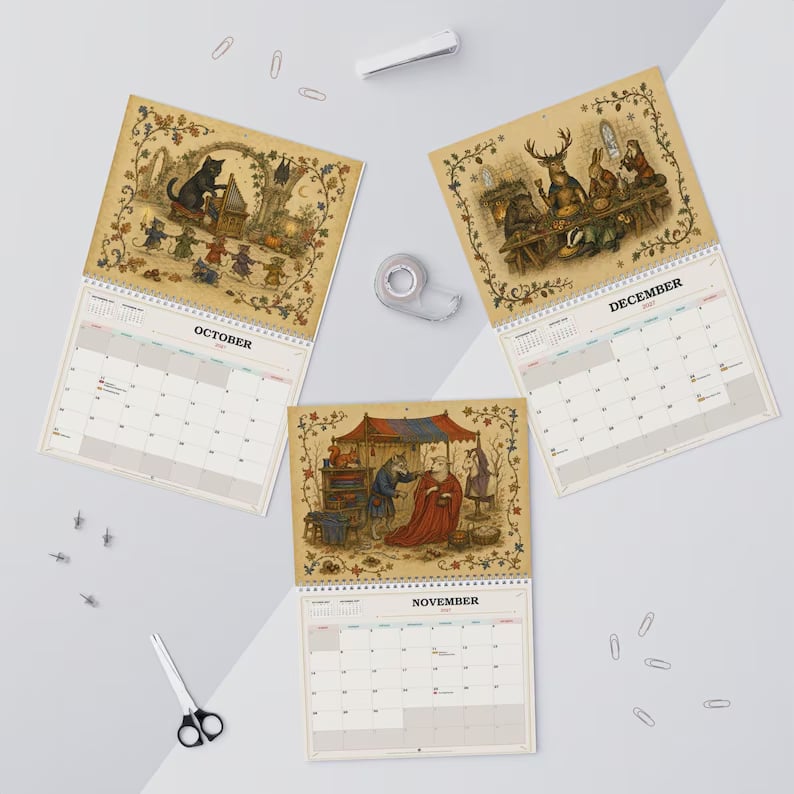 📜 2027 Medieval Animal Mischief in the Margins Wall Calendar