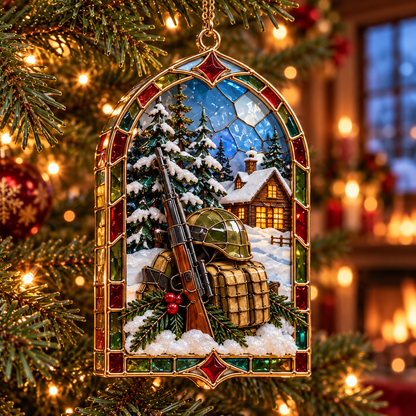 ✨ 2026 Military Christmas Ornaments – Set of 6 |  Vintage Stained Glass Tactical Vest, Military Helmet, Rifle & Soldier Gear Hanging Decorations | Christmas Tree Ornaments & Unique Gifts for Veterans & Military Families