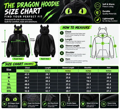 The Dragon Hoodie – Zip-Up Dragon Hooded Sweatshirt with Built-In Balaclava