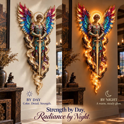 ✝️✨ Lighted Angel Wall Sculpture – Glowing Guardian Angel Decor, Christian Faith Gift & Home Blessing 🪽