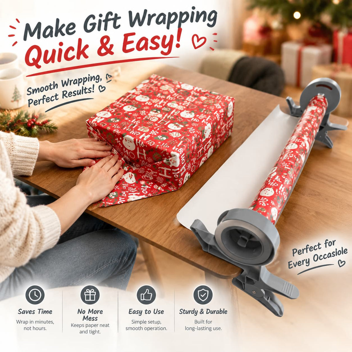 Wrap Buddies Tabletop Gift Wrapping Tool with Tape Dispenser