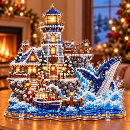 ✨ Christmas Lighthouse Pearl Diamond Painting Kit – DIY Holiday Decor