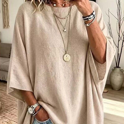 Loose-Fitting, Solid-Color, Casual Knit Sweater for Women, Perfect as An Outer Layer 👚