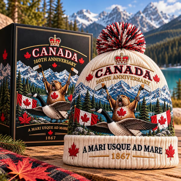 Canada 160th Anniversary Knit Beanie | Soft, Stretchy Acrylic Knit