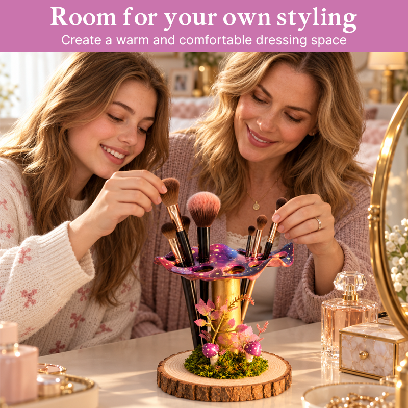 🍄 Mushroom Makeup Brush Holder | Whimsical Fairycore Vanity Vibe