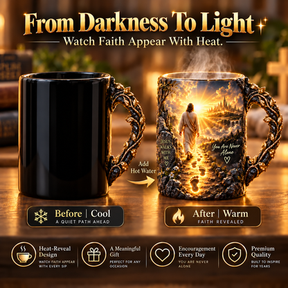 🔥Last Day 49% OFF🔥✝️ Jesus Walks With Me™ – Heat-Reveal Faith Mug | You Are Never Alone