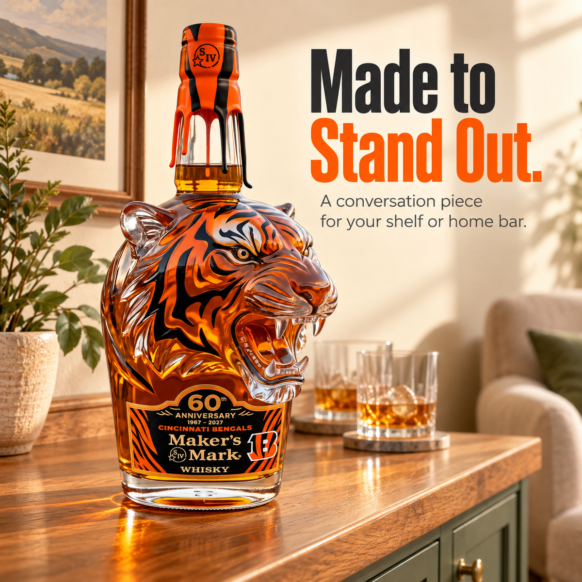 🐯The BENGALS×Maker's Mark 60TH ANNIVERSARY Special Edition Bourbon Bottle