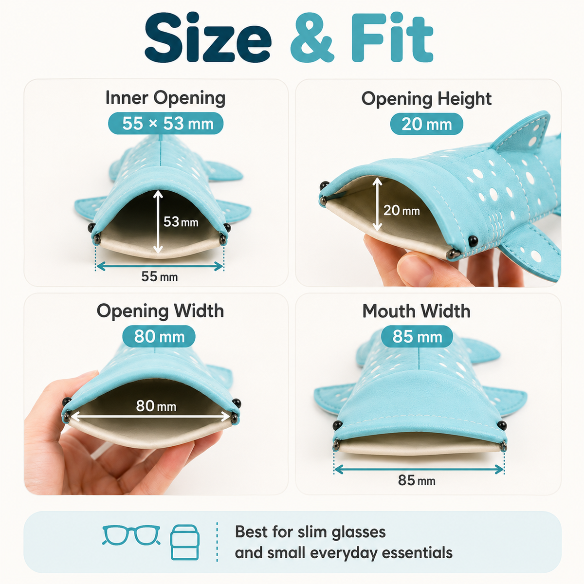 🦈✨ Cute Shark Wide-Mouth Glasses Case – Fun & Protective Eyewear Holder