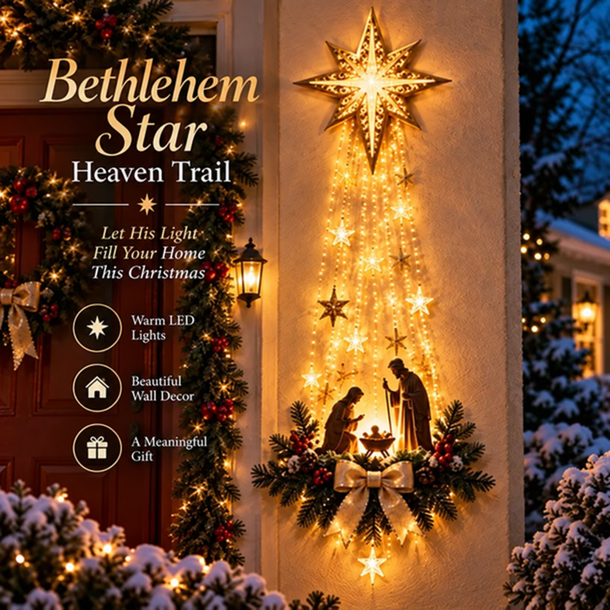✨49% OFF Today✨✝️ Bethlehem Star of Faith – Lighted Nativity Wall Decor
