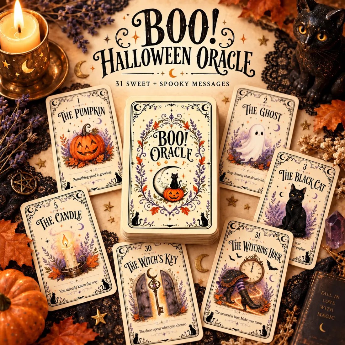 🎃 31 Nights of Halloween Oracle Deck – Sweet & Spooky Daily Messages 🔮