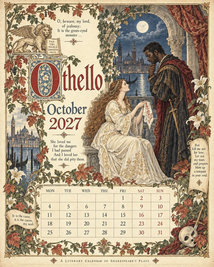 Vintage Illustrated Wall Calendar优化加上打5折 🔥 50% OFF 🎨 A Shakespearean Year 2027 – 12 Plays Through the Seasons | Vintage Illustrated Wall Calendar 📅
