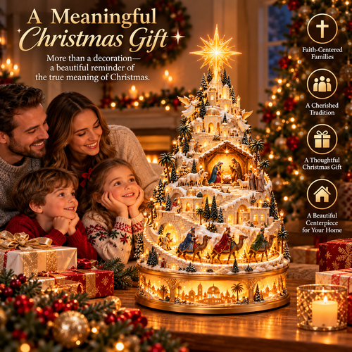 🎄 Lighted Nativity Christmas Village – A Meaningful Bethlehem Centerpiece
