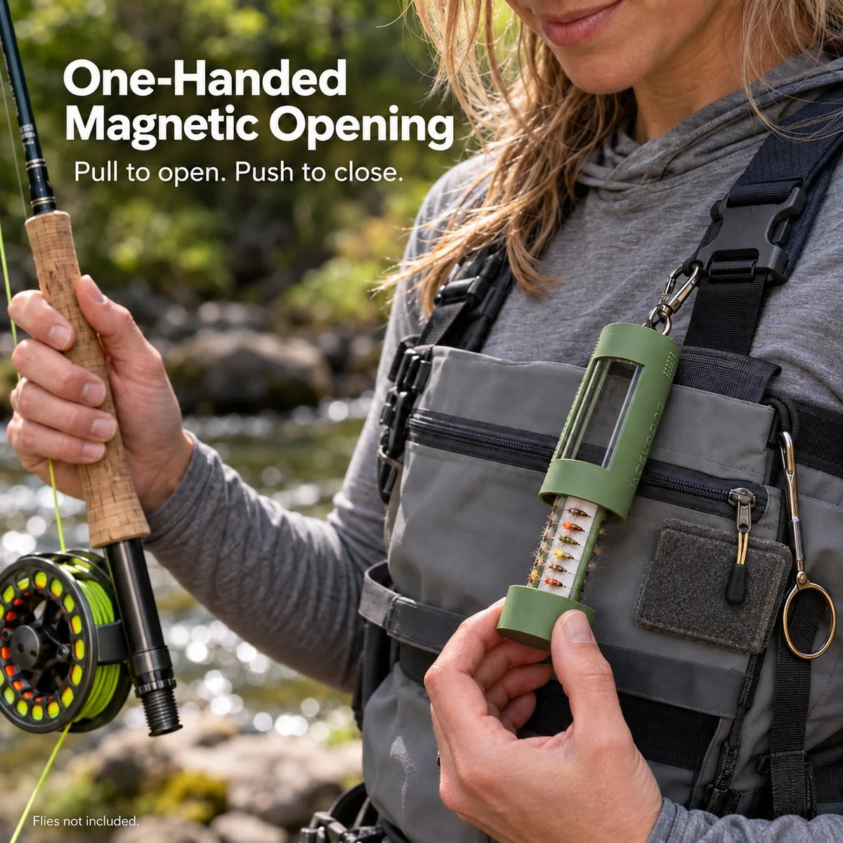 🎣 Wearable Fly Box | One-Hand Access, Clear View & Up to 40 Flies