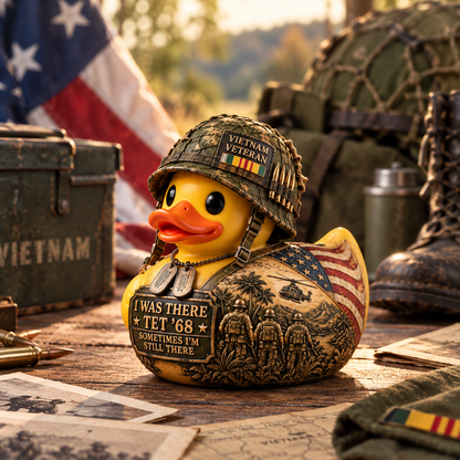 🇺🇸 I Was There. Some Memories Never Leave. 🪖 TET ’68 Vietnam Veteran Memorial Duck Figurine ❤️