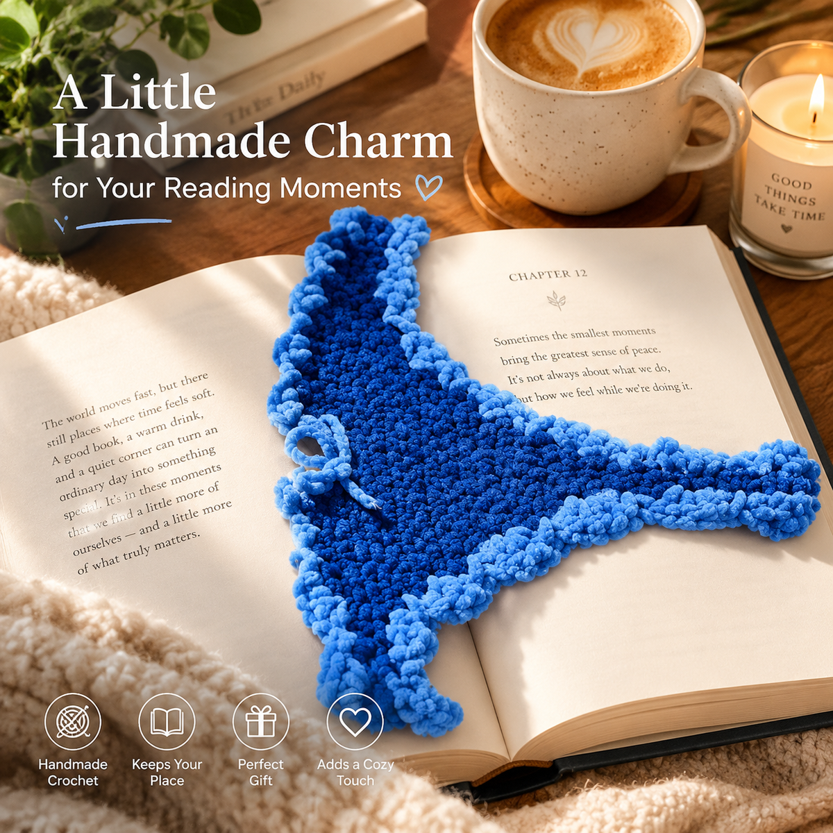Handmade Crochet Bookmark | Cozy Book Lover Gift