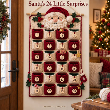 🎄 DIY Crochet Advent Calendar Kit – 24 Refillable Pockets & 4 Christmas Designs 🧶 | 45% OFF