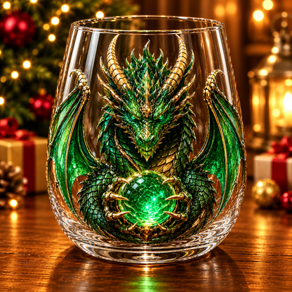 🐉✨ 3D Mythic Dragon Glass Art Cup | Luxury Raised Fantasy Glassware for Whiskey, Home Bar Décor & Legendary Gifts 🎁