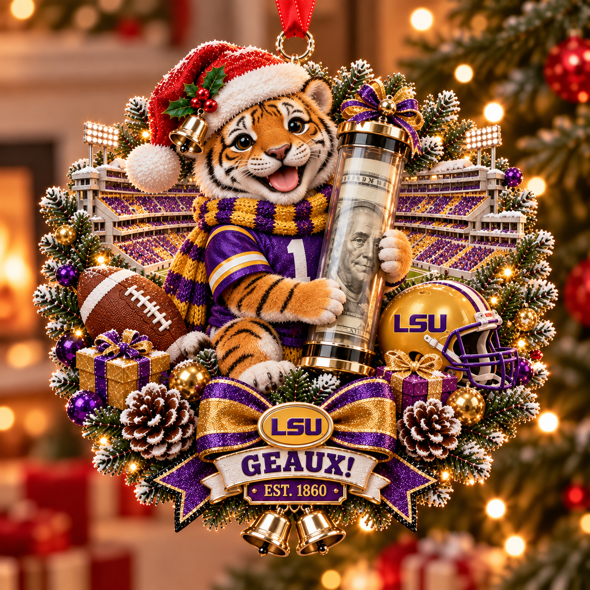 🏈🎄 College Football Money Surprise Ornament