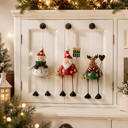 🎄✨ Hand-Painted Metal Christmas Ornaments – Playful Dangling-Leg Design 🎁