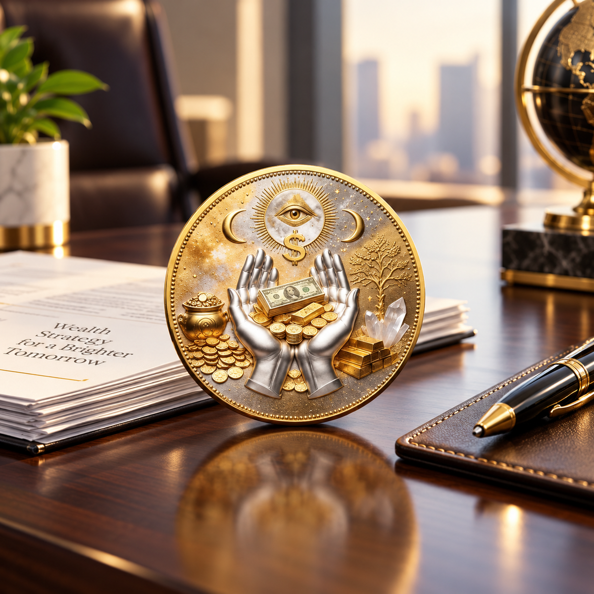 🪙 3D All-Seeing Eye Collectible Coin – Symbol of Wealth, Luck & Prosperity ✨