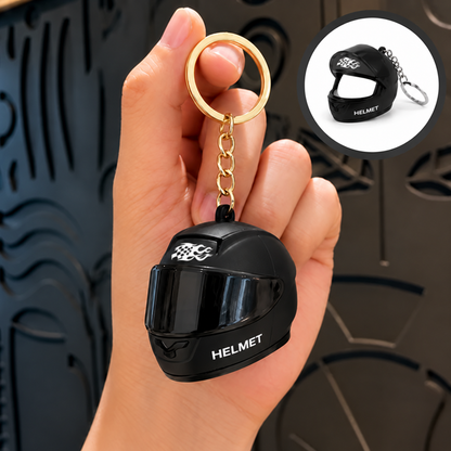 🏍️ Biker Helmet Light Keychain – Mini Motorcycle Rider Keyring ✨