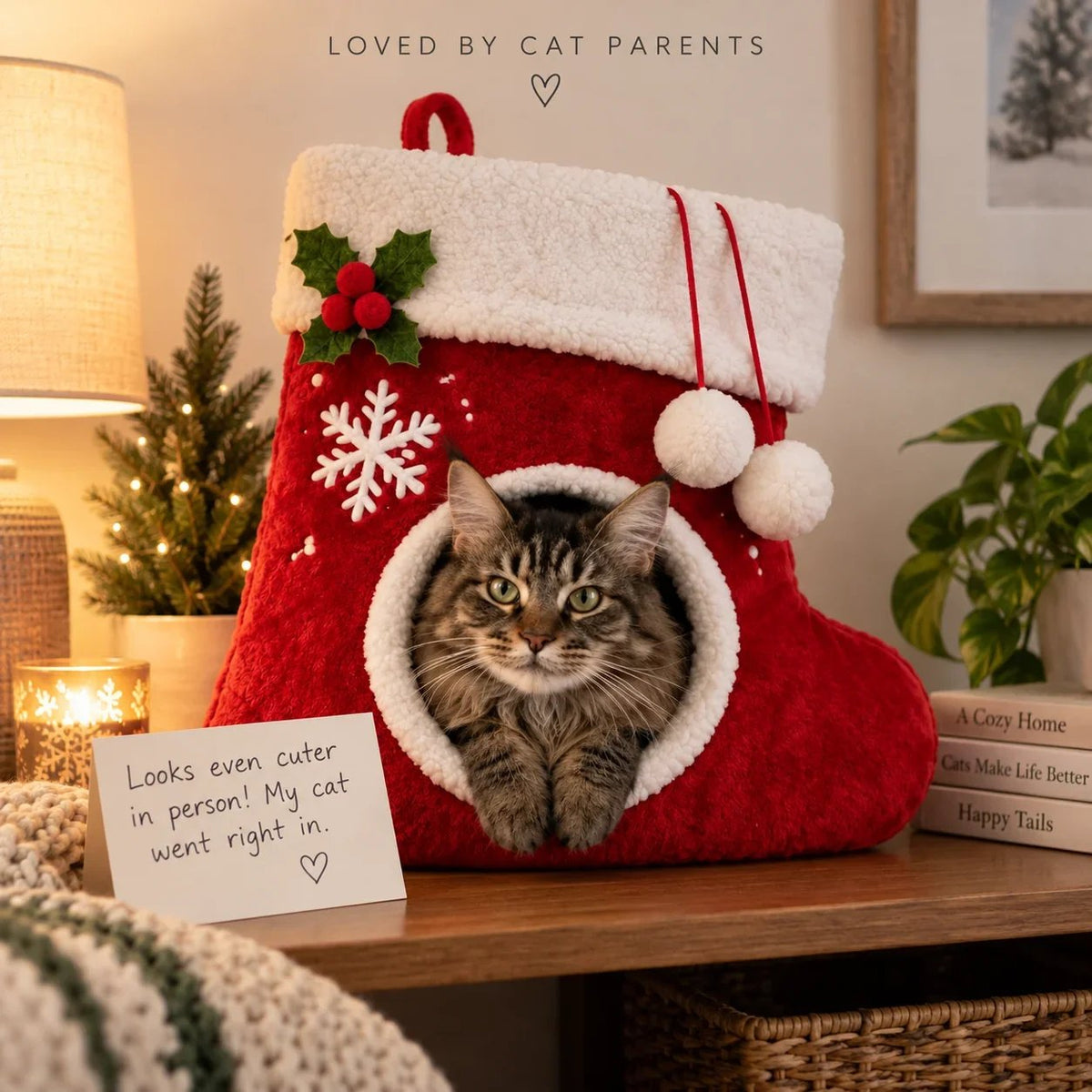 🎉🎄Christmas Stocking Cat Bed – Ultra-Soft Sherpa Cozy Hideaway for Cats 🐱