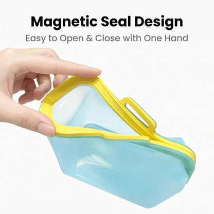 🥬Reusable Silicone Food Storage Bags, Magnetic Seal, 50oz