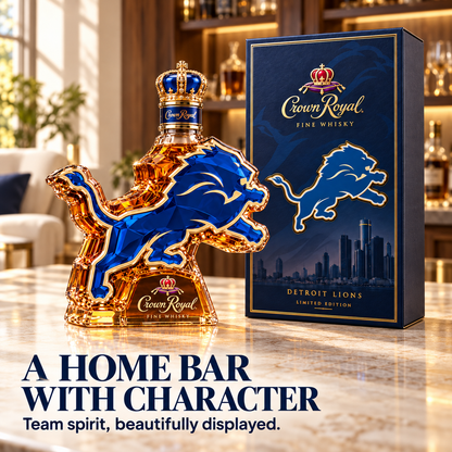 🦁 Lions Pride 3D Collector’s Bottle & Gift Box – Royal Blue & Gold Display Edition