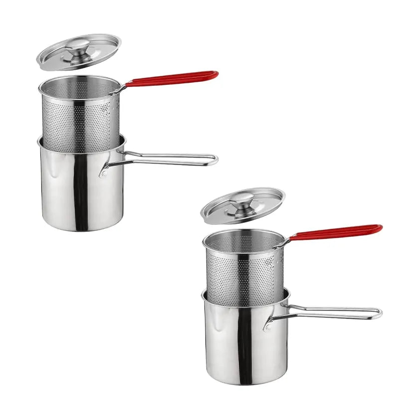 🍳Multifunctional 304 Stainless Steel Fryer – Deep Frying Pot with Strainer Basket✨